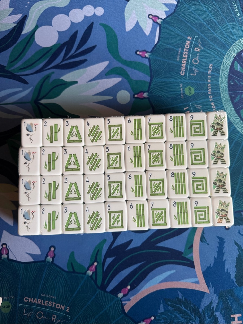 Coral Pink, Green and Light Blue Mahjong Tiles - Picture 6 of 7